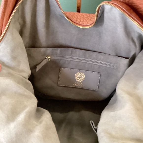 Vince Camuto Steph Lamb Leather Pleated Tote Bag in Warm Spice - Picture 4 of 8